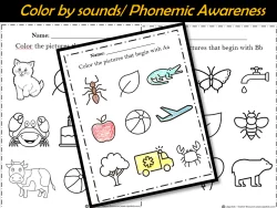Alphabet Beginning Sounds/ Letter Phonemic Awareness - Color by Sound