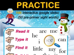 Winter Sight Words Practice Activities - 100 Google Slides/ PowerPoint