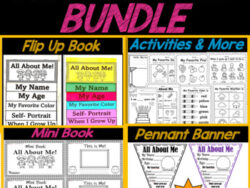 All About Me Activities and Craft BUNDLE | Flip Up Book | Pennant | Mini Book
