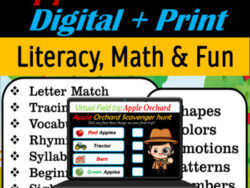 Apple Theme Literacy, Math and Fun Centers for September | Digital + Print