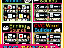 Beginning Sounds, Middle, Ending Sounds & CVC Words BIG BUNDLE - 250 Google Slides