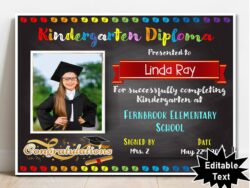 EDITABLE Kindergarten Certificate/Diploma, Chalkboard - Graduation, Promotion